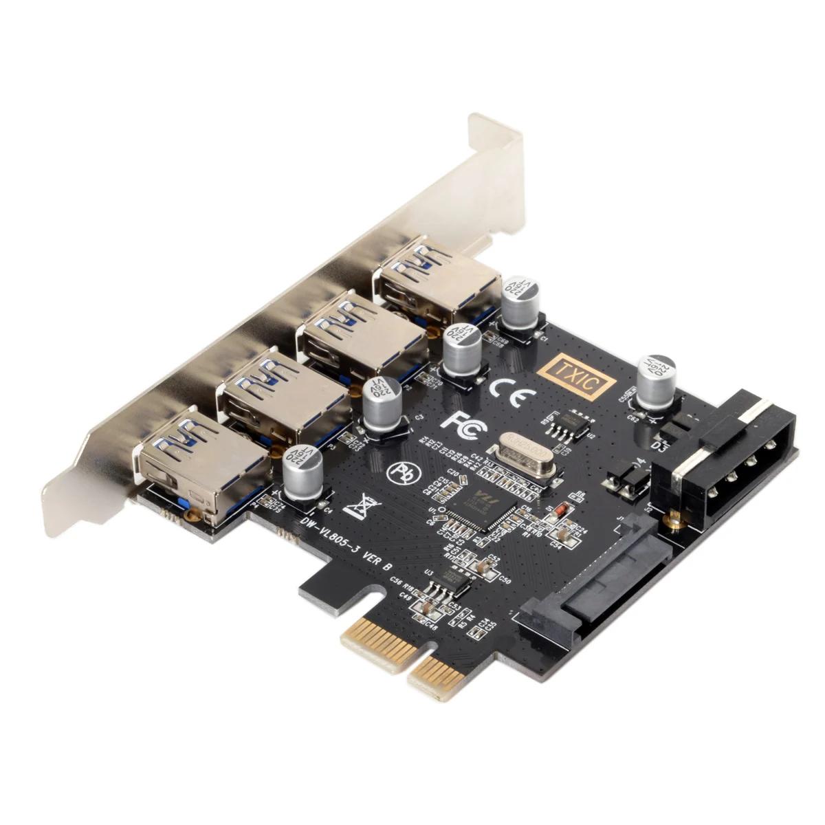 Cablec  USB 3.0  PCI ͽ Ȯ ī, 4 Ʈ PCI-E , 5 Gbps